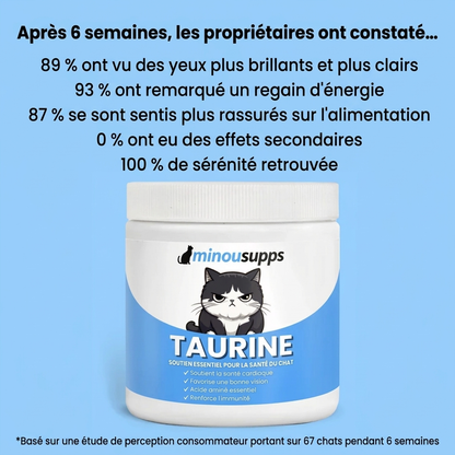 Stoppez la carence silencieuse avant même d'en voir les signes avec MinouSupps™ Taurine